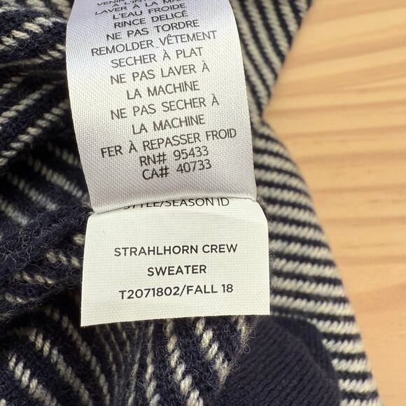 Toad & Co Strahlhorn Lambswool Crewneck Sweater in Navy Stripes, Size Small - Picture 10 of 10